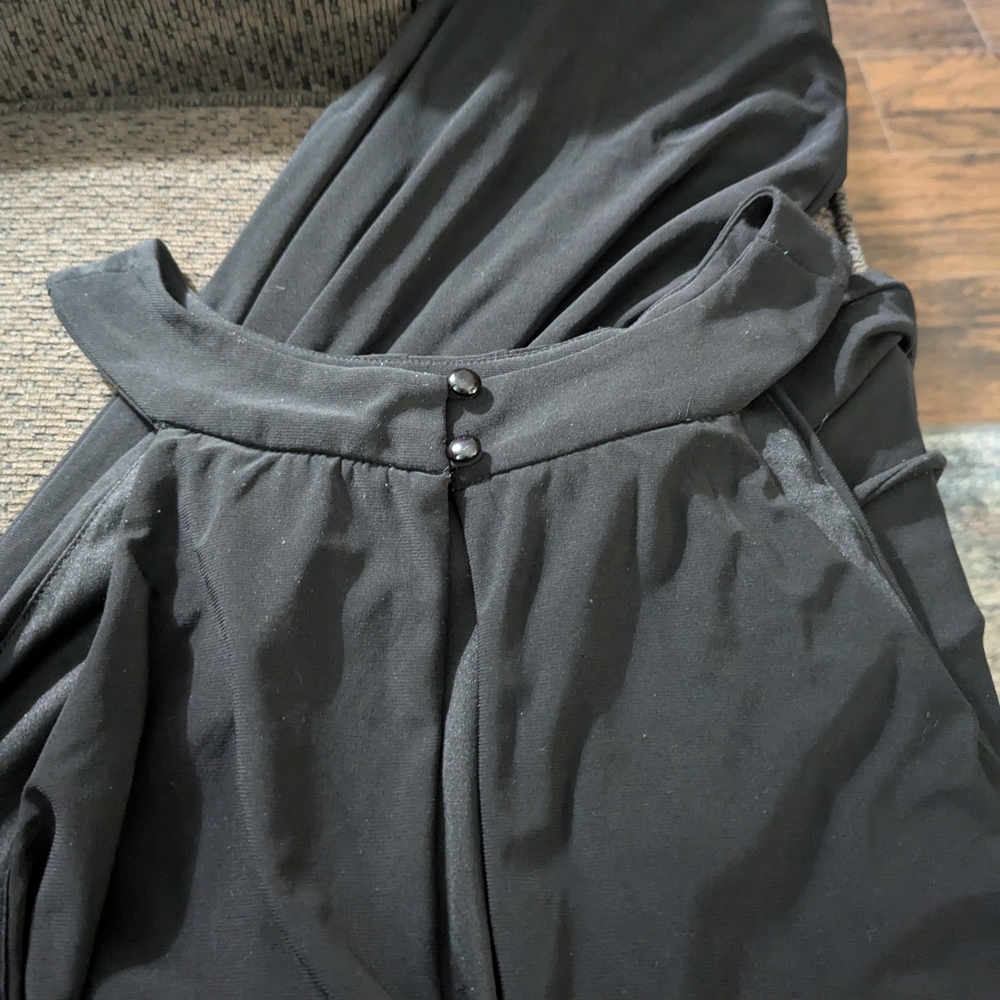 Elegant Black Dress with Button Detail